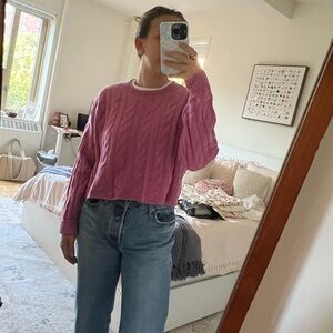 Madewell Fuchsia cashmere Cable Knit Sweater